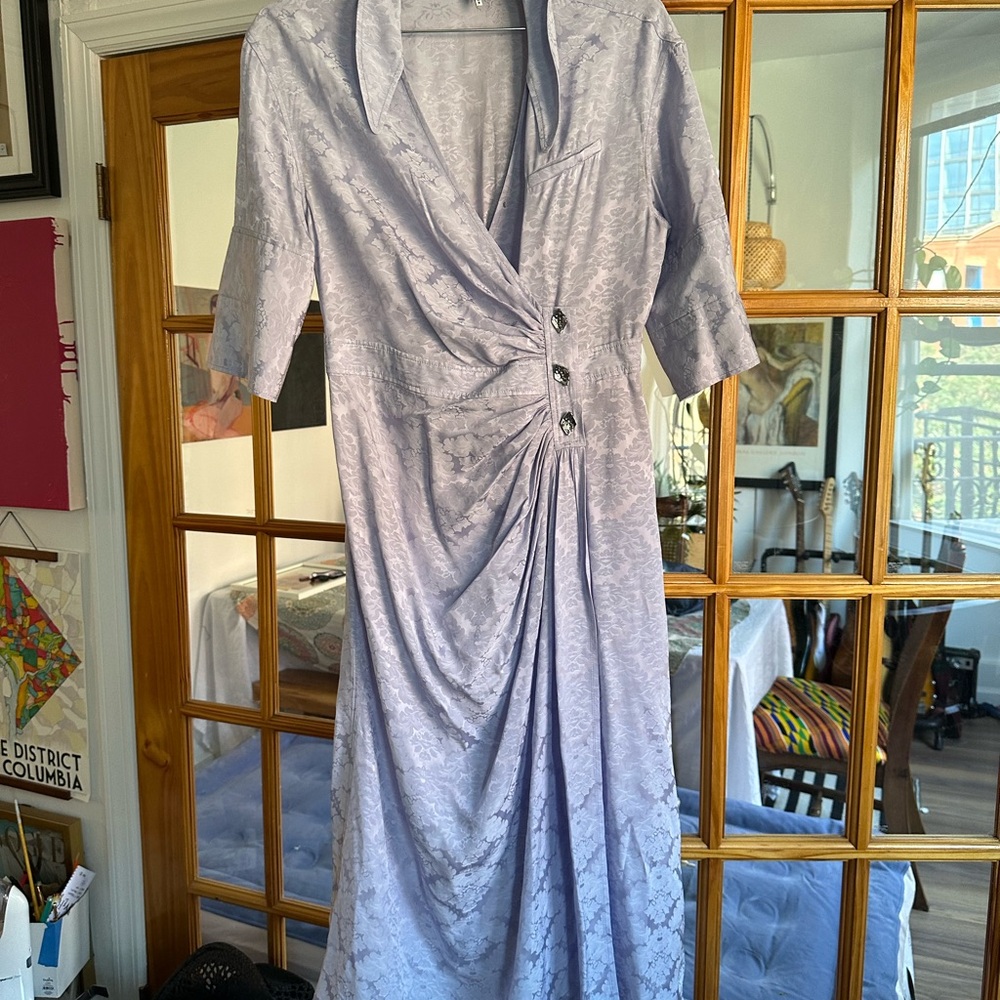 Ganni Lavender Floral Wrap Dress